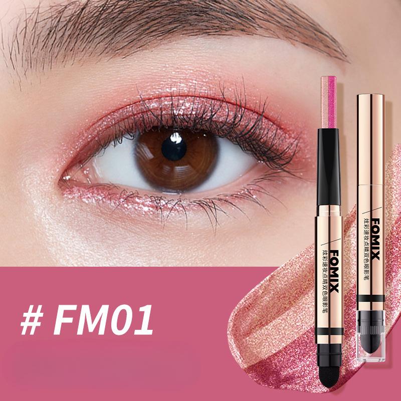 Colorful Instant Makeup Double-color Eyeshadow Pen Pearlescent Fine Glitter Contouring and Brightening Double-ended Earth-color Eyeshadow Stick