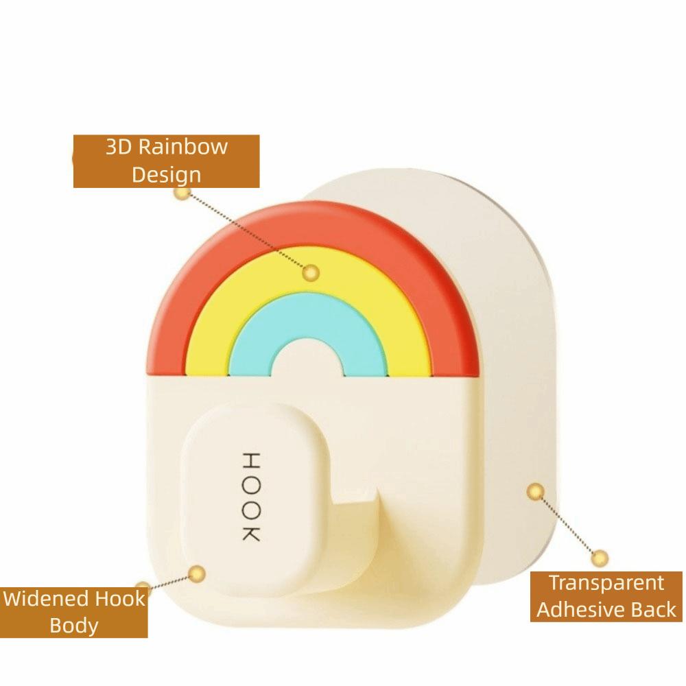 6Pcs Plastic Wall Door Hook No-Drill Towel Hanger Multifunctional Rainbow Hook  Kitchen