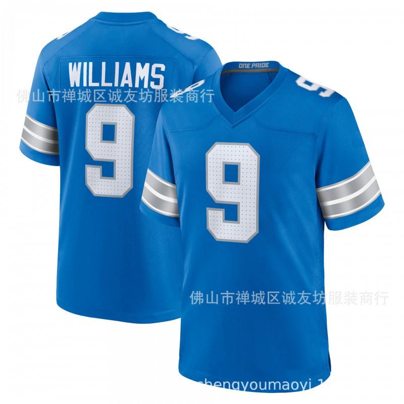 Mens Detroit Lions 9 Jameson Williams Football Jersey White S-XXXL