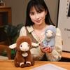 Sitting Pose Sheep Plush Pillow Long Ear Plush Sheep Doll Lovely Huggable Pillow  Gifts