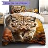 1PC Cute cat theme pattern Bedding Quilt Set Quilt Cover Pillowcase Home Decoration Birthday Gift (1 * duvet cover + 2 * pillowcase, without core)