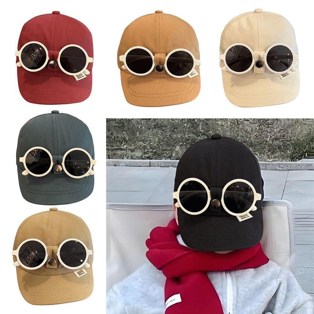 Sunshade Kids Children Sun Visor Hats Sunscreen Hip Hop Hat With Sunglasse  Spring Summer Autumn