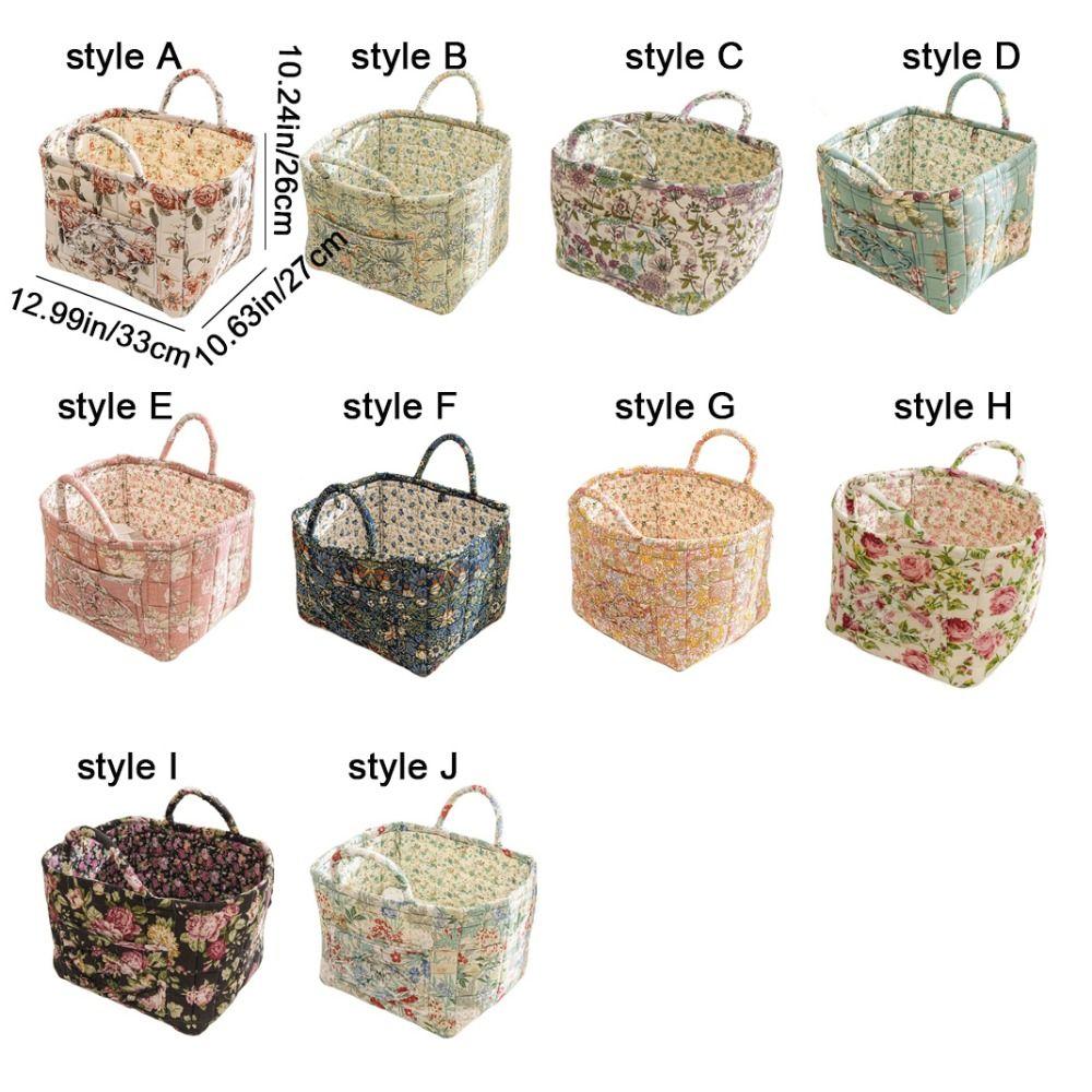 Elegant Pastoral Style Fabric Storage Basket Stackable Foldable Sundries Storage Organizer Washable Picnic Basket for Home