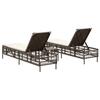 2 Piece Sun Lounger Set with Table Brown Poly Rattan