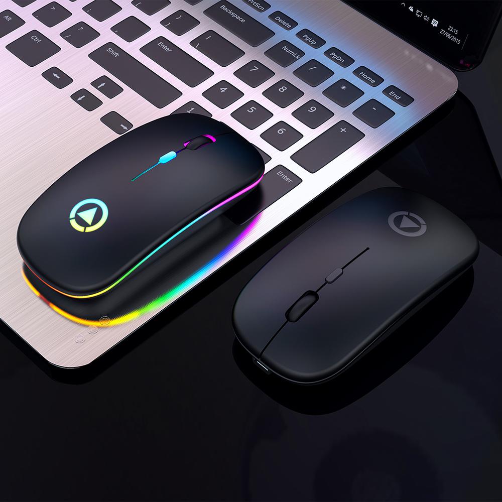 VAORLO 2.4G RGB Wireless Mouse Computer Mouse Silent Ergonomic Rechargeable Mice with LED Optical Backlit USB Mice for PC Laptop