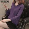 Women's Pullover Sweater Round Neck Loose Solid Color Knitted Base Sweater