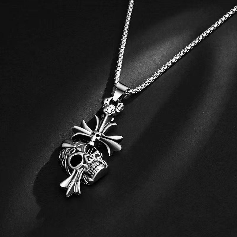 Кулон с черепом, ожерелье с крестом, кулон, мужское ожерелье, женское ожерелье