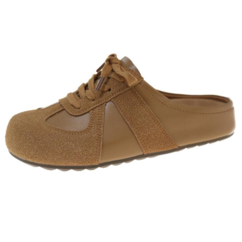 Модные тапочки Женские летние шлепанцы Лоферы Платформа Средний Женская обувь Закрытый носок Мода 2025 Плоские Роскошные Тканевые Резиновые ПУ Рим Хлопок