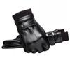 Men's Fleece-Lined Touchscreen Gloves for Winter Cycling & Skiing - Ribbed Leather, Cold Protection