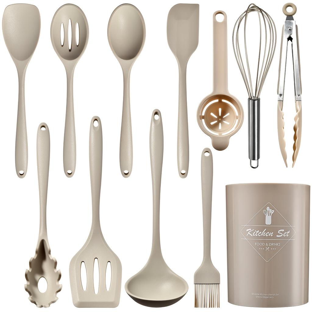 Набор кухонных принадлежностей из силикона - антипригарные кухонные принадлежности с ведром для хранения - включая лопатку, мешалку, лопатку для еды, принадлежности для выпечки