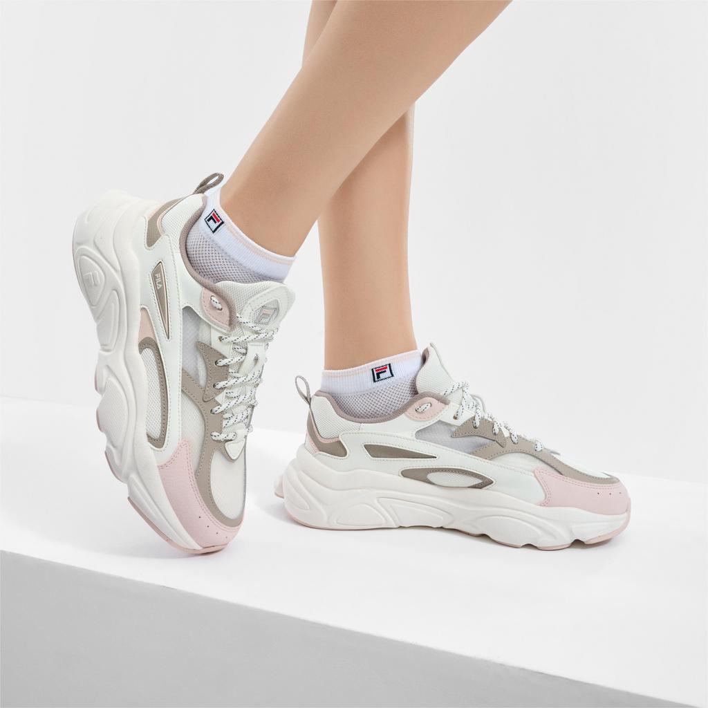 Fila Mars Fabric Synthetic Leather Thick Sole Height Increasing Low Top Casual Shoes Women Sneaker Brown Gray F12W422107FNS