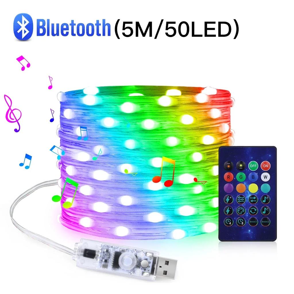 WS2812B Bluetooth светодиодная гирлянда Dreamcolor RGBIC DIY вечерние новогодние елочные огни свадебные украшения гирлянда USB лампа