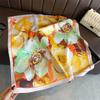 Women Elegant Floral Print Imitation Silk Square Neck Scarf For Daily Use