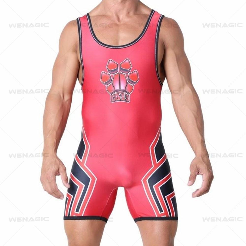Men's one-piece wrestling suit, nylon breathable waist protection yoga fitness suit, sports cycling training suit
