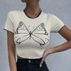 European and American Summer Butterfly Print Women's Versatile and Personalized T-shirt Y2K Street Casual Slim Fit Top