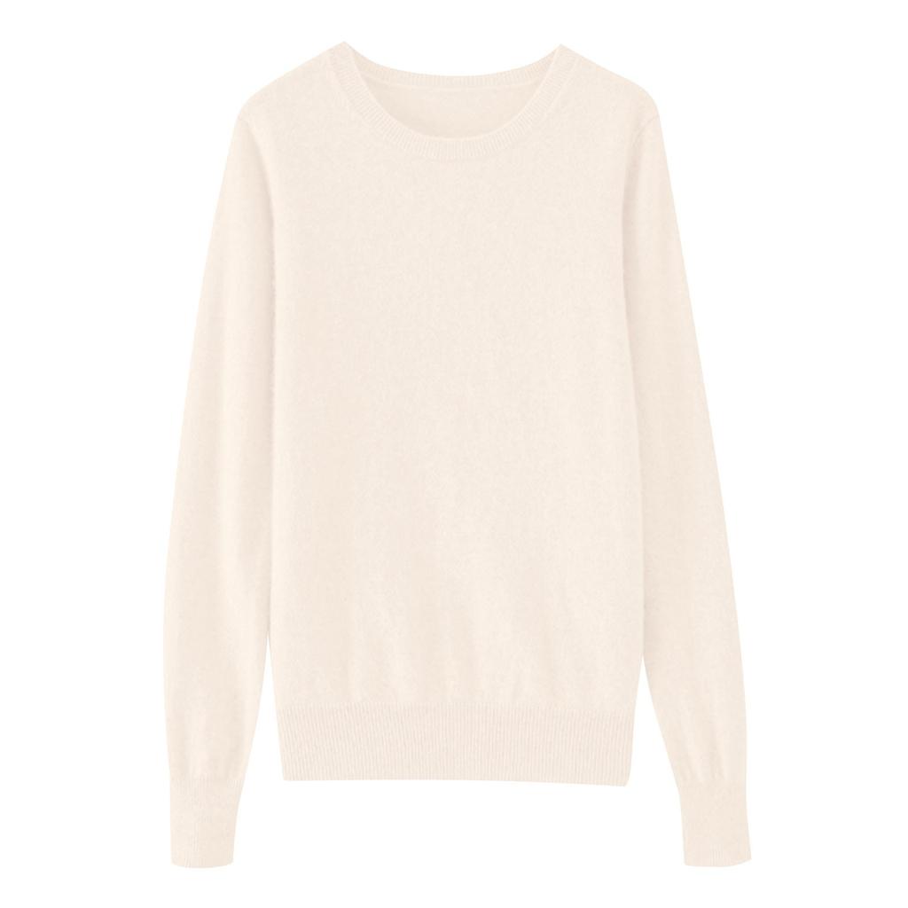 Женский вязаный свитер с длинными рукавами и круглым вырезом, свободный тонкий топ