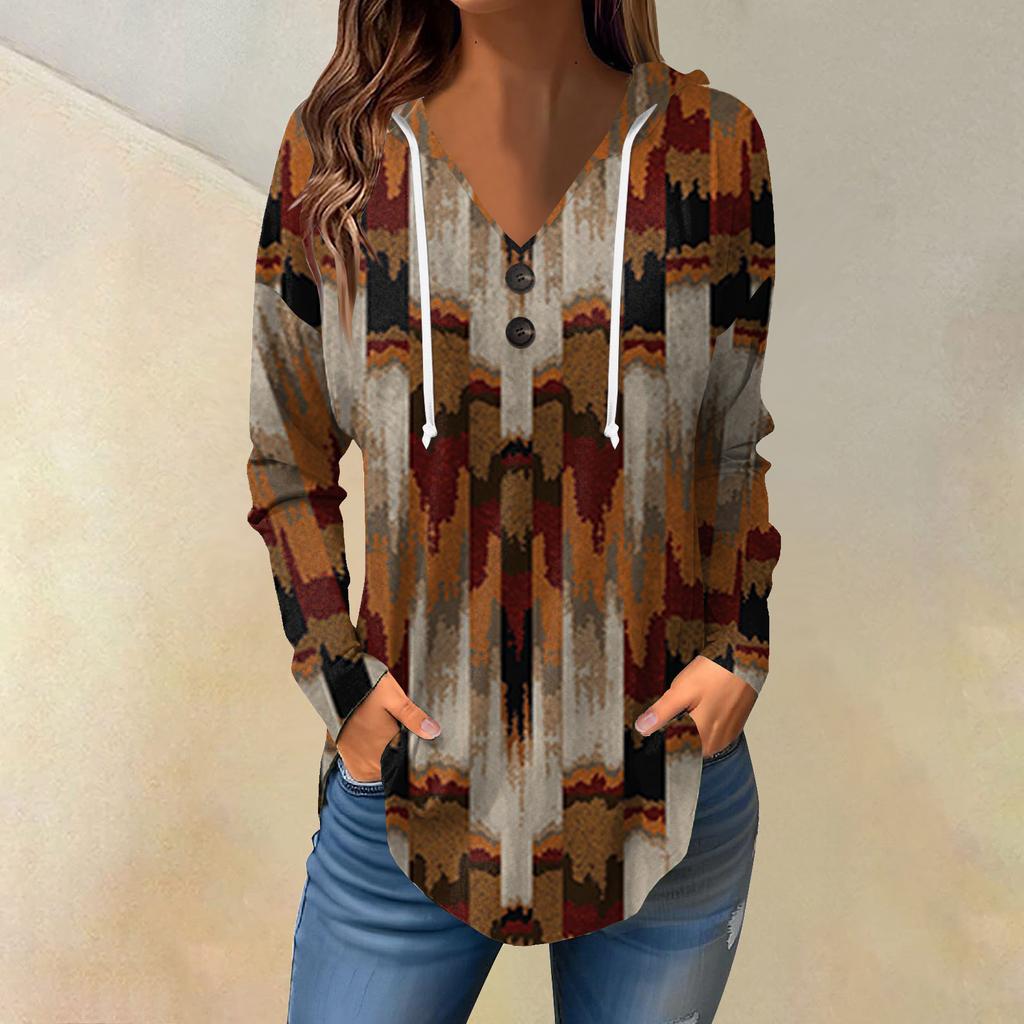 Женские повседневные модные однотонные толстовки с капюшоном на пуговицах и длинными рукавами с V-образным вырезом