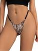 OhyeahLady Sexy Plus Leopard Print Ice Silk Adjustable Size 3XL Women's T-Back G-String, Size, Panties, High-Leg Panties, Lightweight, Butt-Shaping,