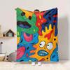 1pc Colorful Cartoon Pattern Blanket Warm, Cozy, And Soft, Suitable for Sofas, Beds, Cars, And Office Use.Perfect for Camping And Travel, Making It a