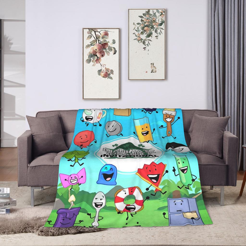 BFDI Inanimate Insanity Blankets Fleece Summer Portable Warm Throw Blankets for Sofa Office Bedding Throws