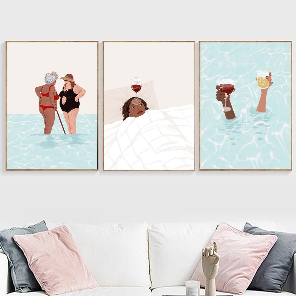 Феминистские плакаты Женская сила Настенное искусство Холст Живопись Принты Подарок для девочек Современные картины для ванной комнаты, гостиной, украшения дома Без рамы