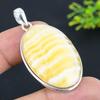 Yellow Septarian Gemstone 925 Sterling Silver Jewelry Pendant 2.21" V2g77