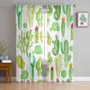 Succulent Cactus Modern Curtains For Living Room Transparent Tulle Curtains Window Sheer For The Bedroom Accessories Decor