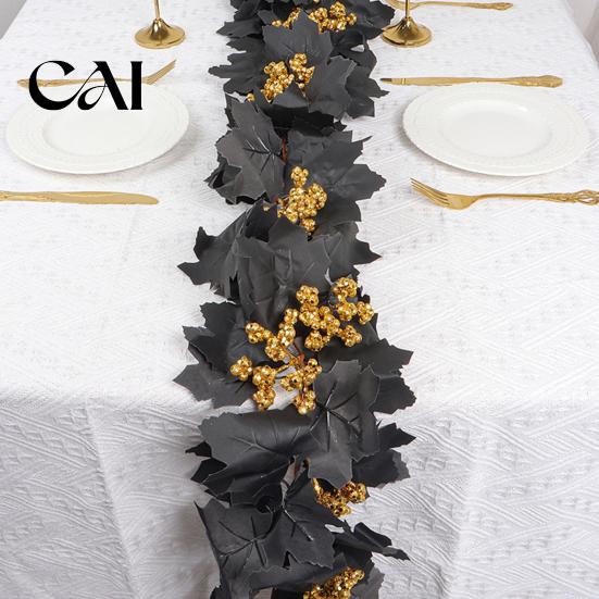 Reusable Holiday Props Halloween Artificial Maple Leaf Vine Decor, Fall Wall Hanging Garland Party Supplies for Scene, Spooky Thanksgiving Home