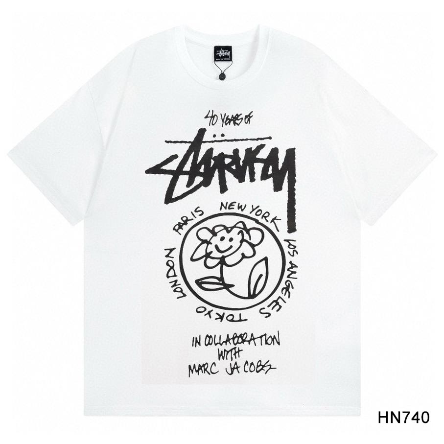 Stussy Летняя новая футболка из высококачественного хлопка с круглым вырезом для мужчин и женщин 2025 года, классический логотип с новым рисунком, парная футболка