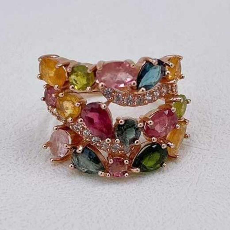 Sace Gems Кольца из стерлингового серебра 925 пробы 4*6 мм с натуральным турмалином и драгоценными камнями для женщин, обручальные, коктейльные, вечерние, изящные ювелирные изделия, подарок