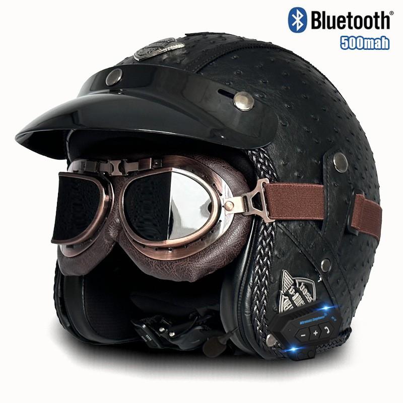 3C Certified Retro Style 3/4 Motorcycle Helmet Men Women ABS Half With Bluetooth Compatible Visor Options