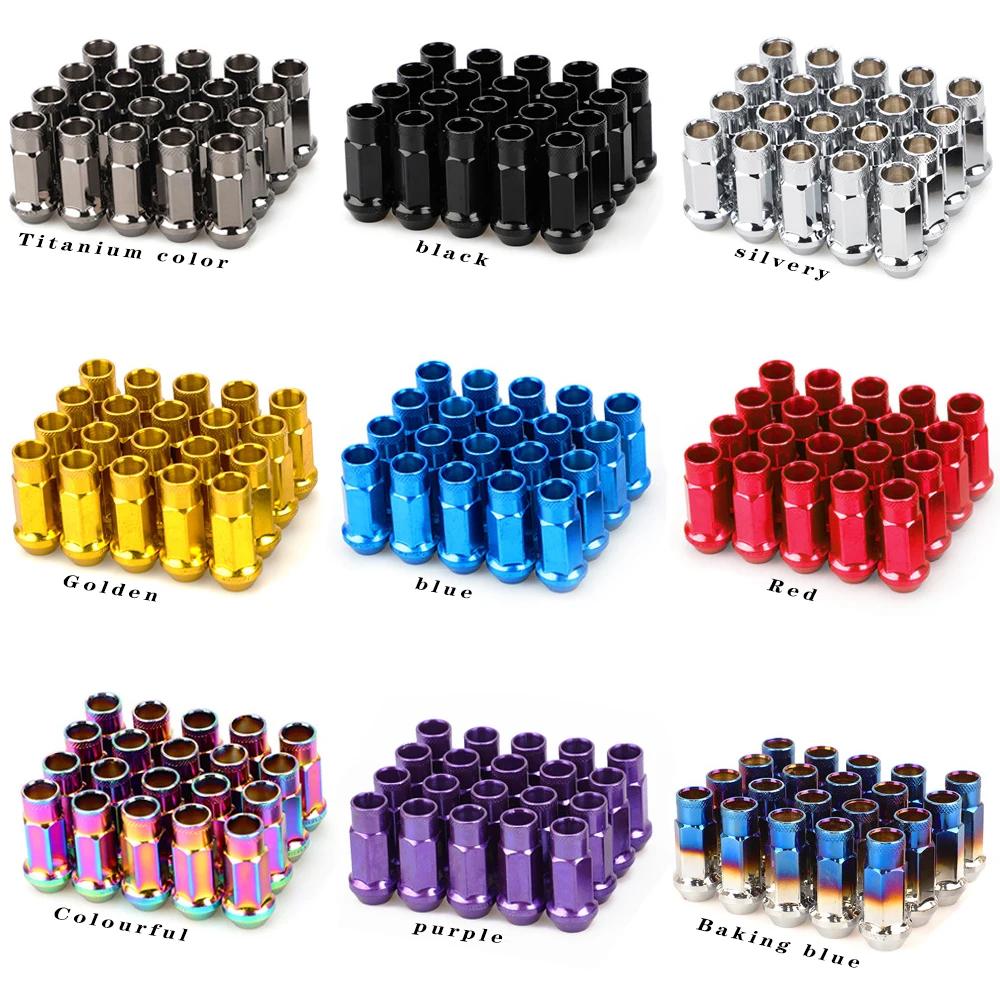 Steel Extended Open Racing Car Wheel Rims Lug Nuts Extended Tuner Nuts 20pcs/set Automobiles Wear Parts Nuts Bolts