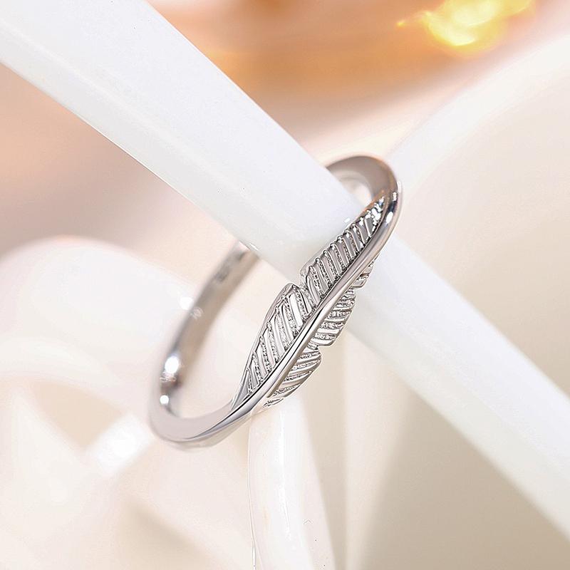 Xiaomi Huitan Chic Feather Finger Rings for Female Minimalist Silver Color Ring Fashion Versatile Women's Accessory Daily Wear Jewelry