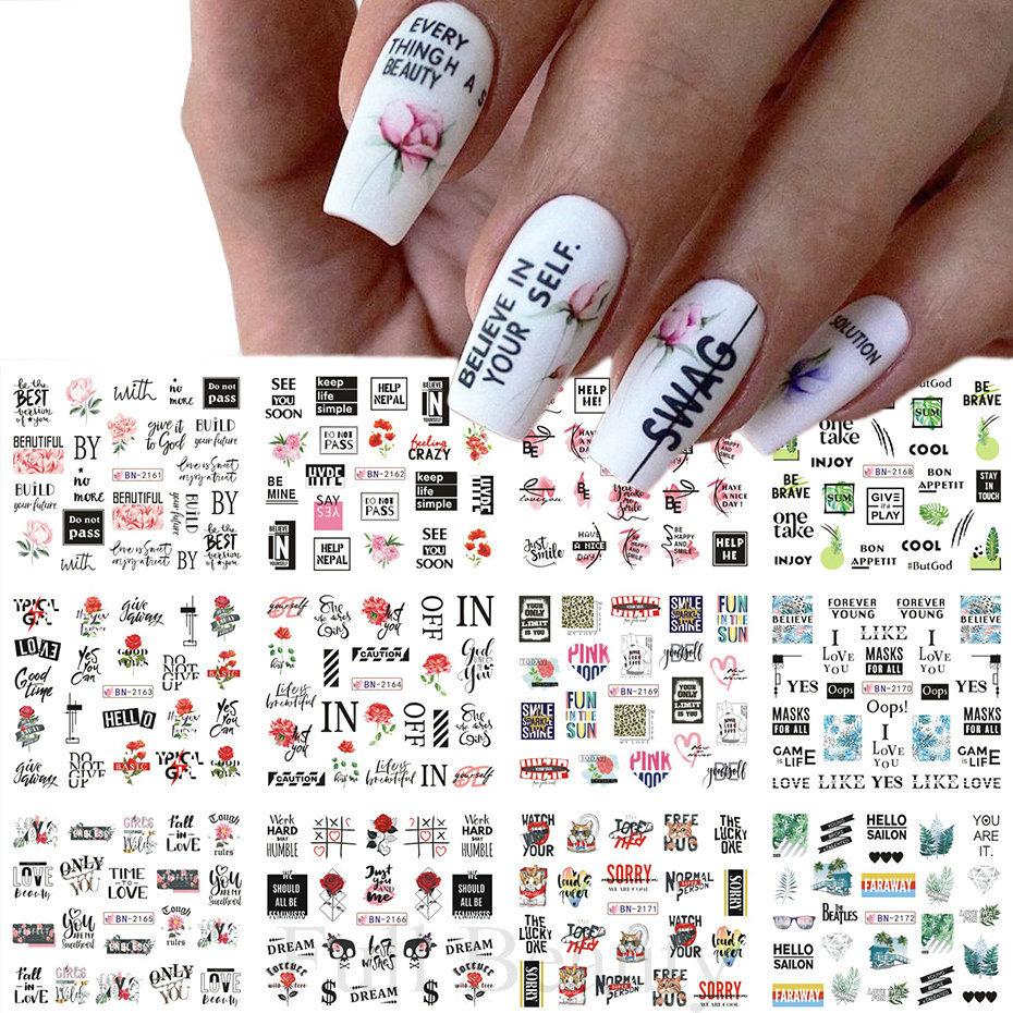 Наклейки для дизайна ногтей в 12 стилях с абстрактными, цветочными и геометрическими рисунками