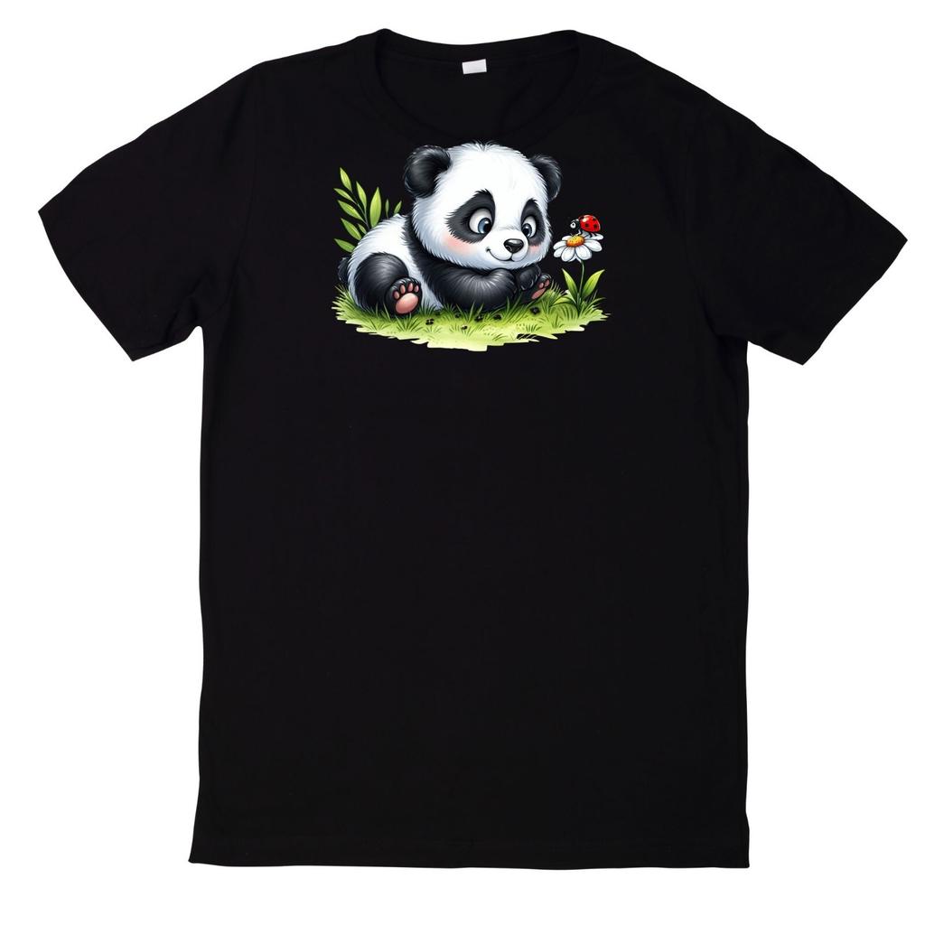 T-Shirt Lustiges Süßer Panda Motiv BaumwolleWird in neuem Fenster oder Tab geöffnet