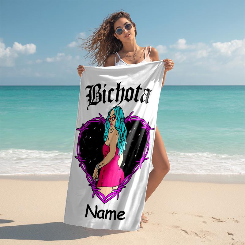 Personalized customized proof beach towel with singer Karol G pattern - soft, absorbent,quick-drying,perfect swimming,camping&bathing