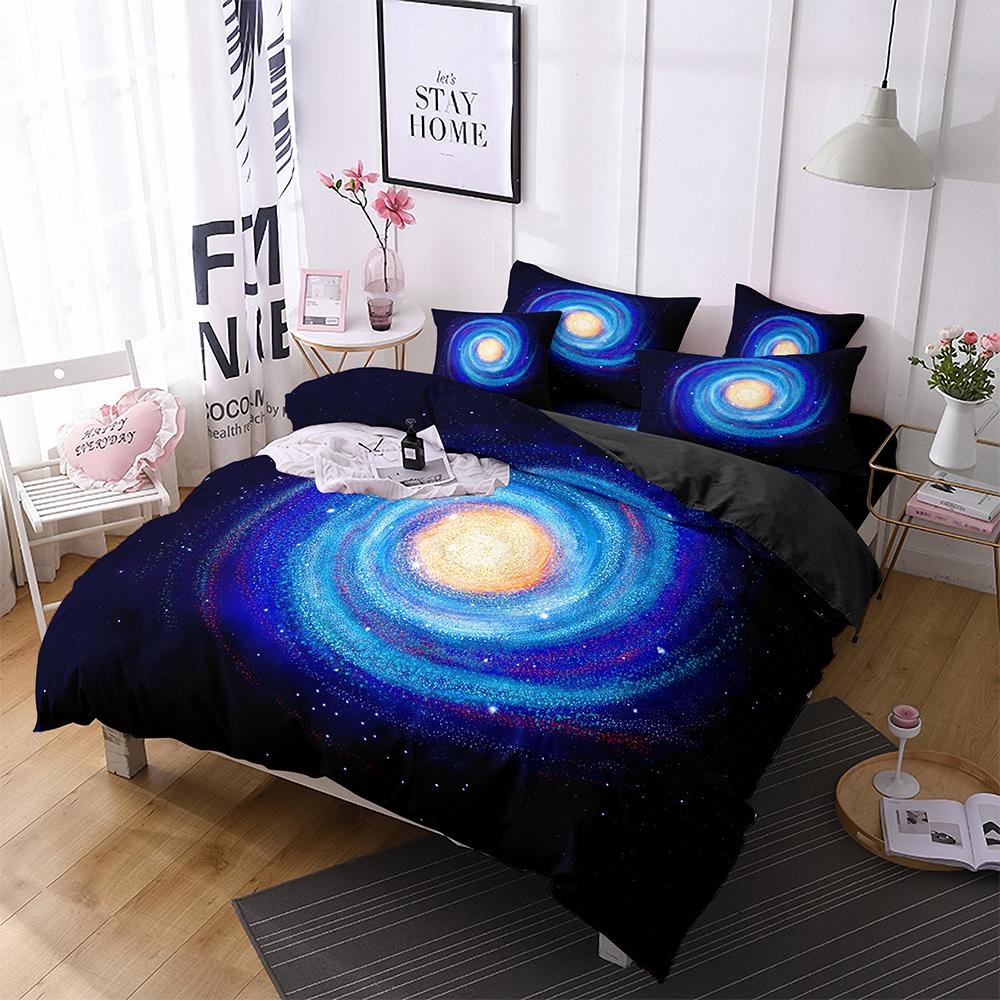Роскошный темно-синий комплект постельного белья Galaxy Twin Full Queen King Size, пододеяльник/пододеяльник, комплект сияющих звезд, звездное небо, пододеяльник