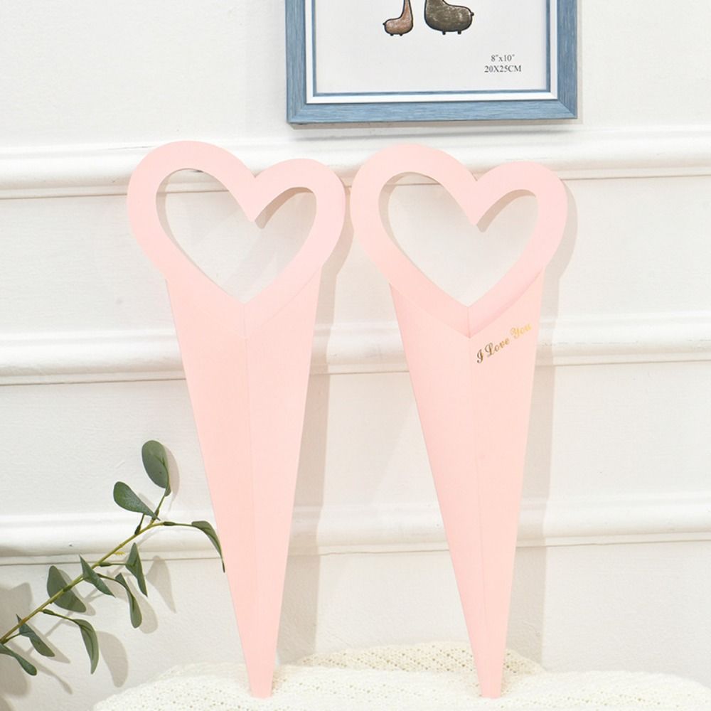 10 шт. Романтичная коробка для одного цветка в форме сердца, бумажная коробка для упаковки букета, для свадьбы, дня рождения