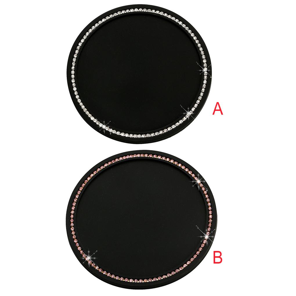 Car Cup Holder Coaster Round Waterproof Heat Insulation Rhinestone Inlaid Easy Clean Cups Mats for Ladies Men Girls