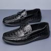 Весна новый первый слой коровьей кожи мужские туфли-бини кожа с тиснением под крокодила повседневная обувь мужская модная тенденция мужская обувь