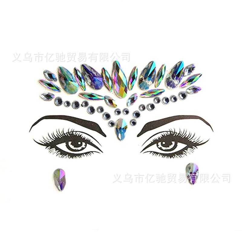Наклейка для лица Наклейка для макияжа Наклейка для бровей Наклейка для сценического представления Украшение для лица Стразы Наклейка для татуировки