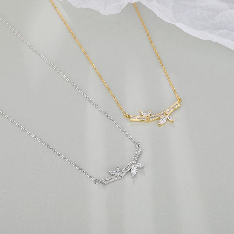 Маленькое и роскошное высококачественное ожерелье из бамбуковых листьев для женщин, универсальная цепочка на ключицу