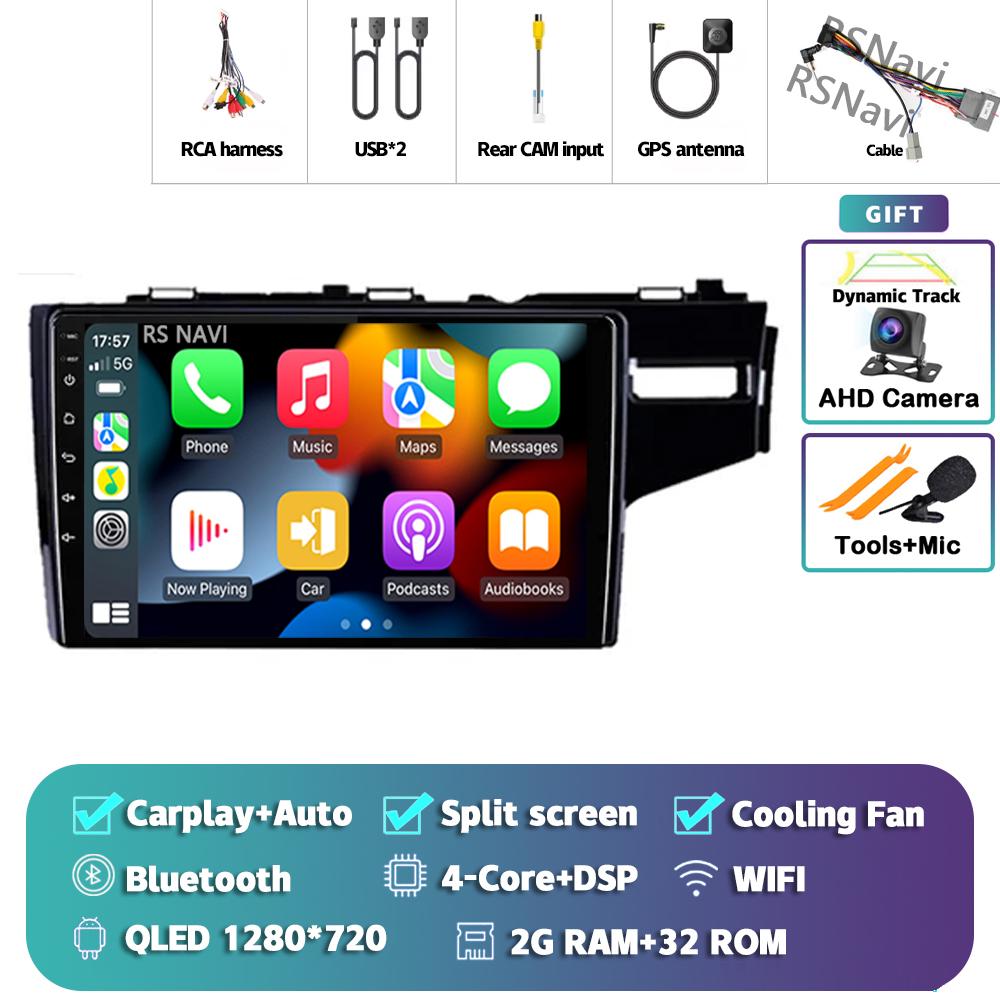 Android 14 Carplay Auto для Honda Jazz Fit 2014 - 2015 Автомобильный радиоплеер Мультимедиа стерео 360 Камера Навигация Видео AI Voice