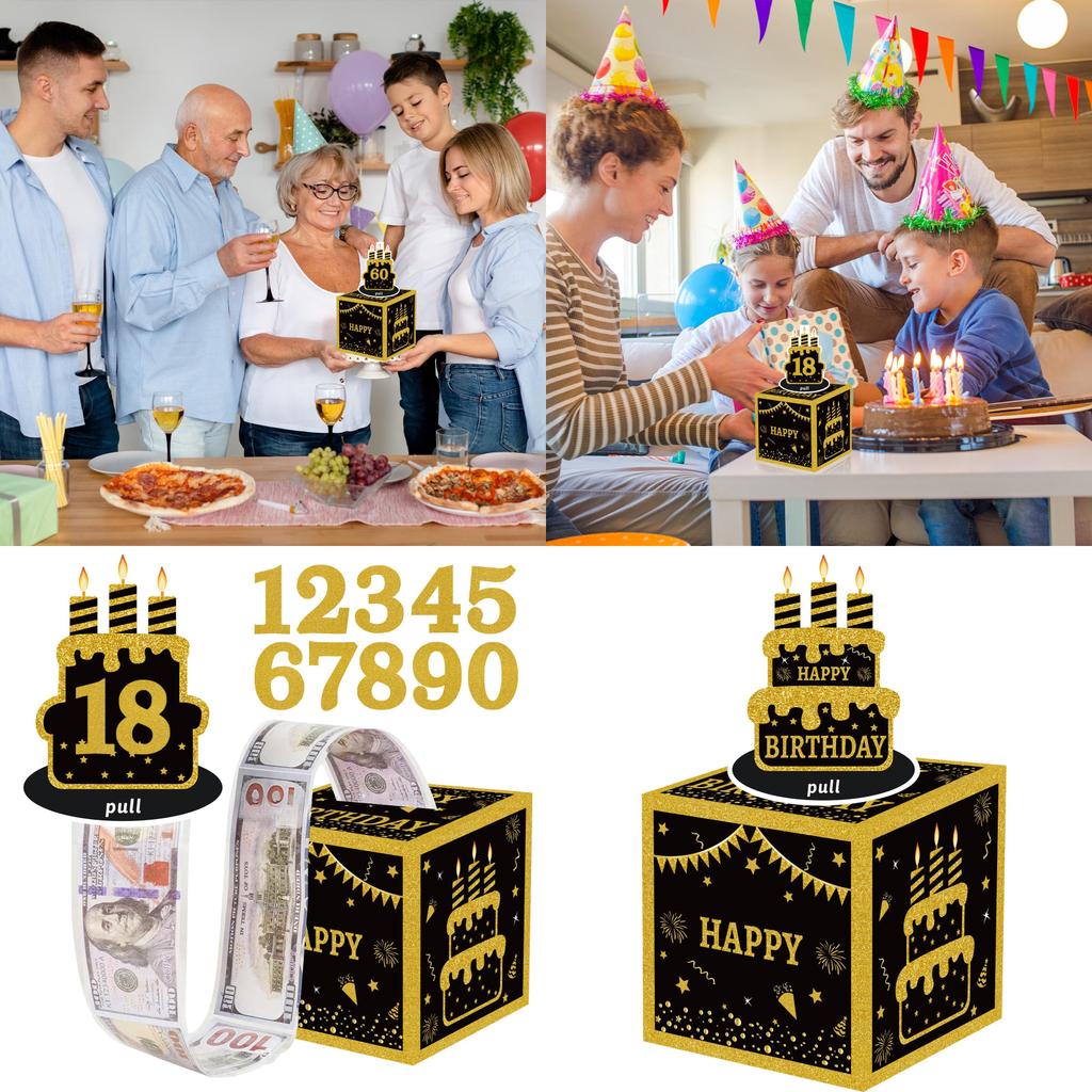 Party Gold Black Gift Box Suitable For Childrens Birthday Celebrations Gifts And