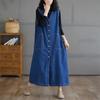 Plus Size 2024 Autumn Women Denim Dress Casual Vintage Loose Oversized Dress Sleeveless Blue Basic