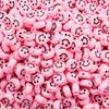 500Pcs Round Shape Acrylic Beads Spaced Smile Beads For Jewelry Making Craft Accessories