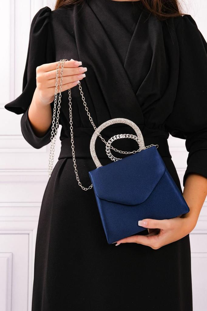 Women's Stylish and Useful Evening Dress Bag Women's Nude Satin Evening Dress Shoulder Bag with Stone Holding Detail