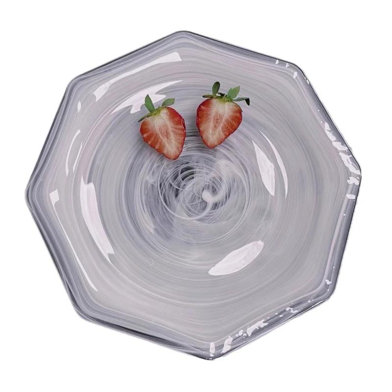 Французская легкая роскошная стеклянная тарелка и миска для пасты, набор кухонных принадлежностей, фруктовая салатница, тарелка для западной еды Premium Feeling