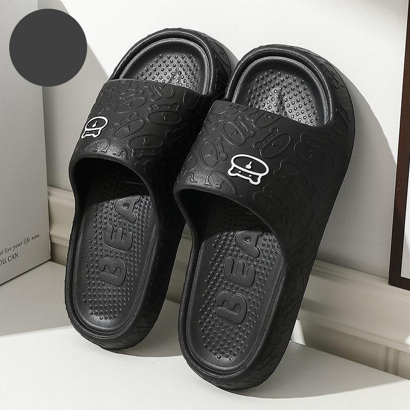 Outdoors Summer Women Men Flat Thick Platform Slippers Non-Slip Cartoon Home Bath Sandals Beach Slides Couples Ladies Shoes