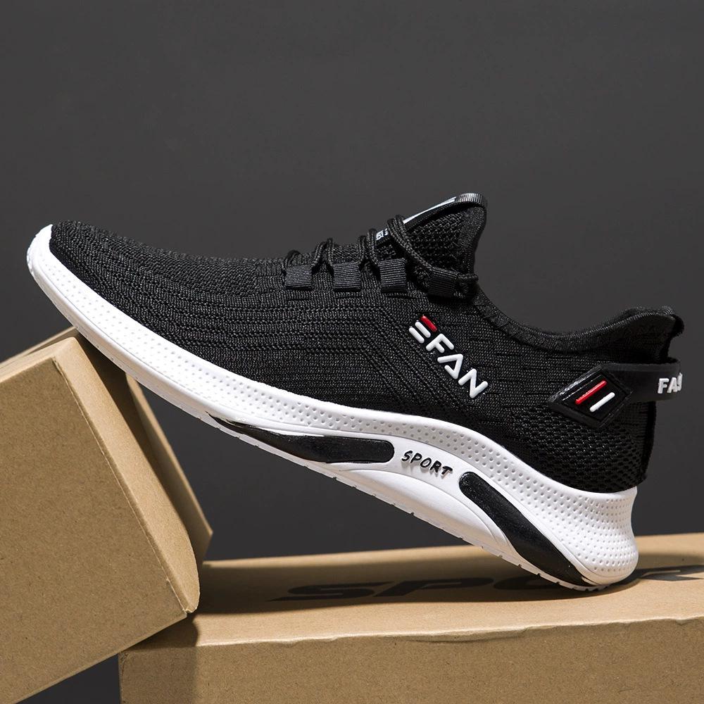 2025 Spring/Summer Men's Korean Style Breathable Running Sneakers - Trendy, Thick-Soled, Mesh, Flyknit Design